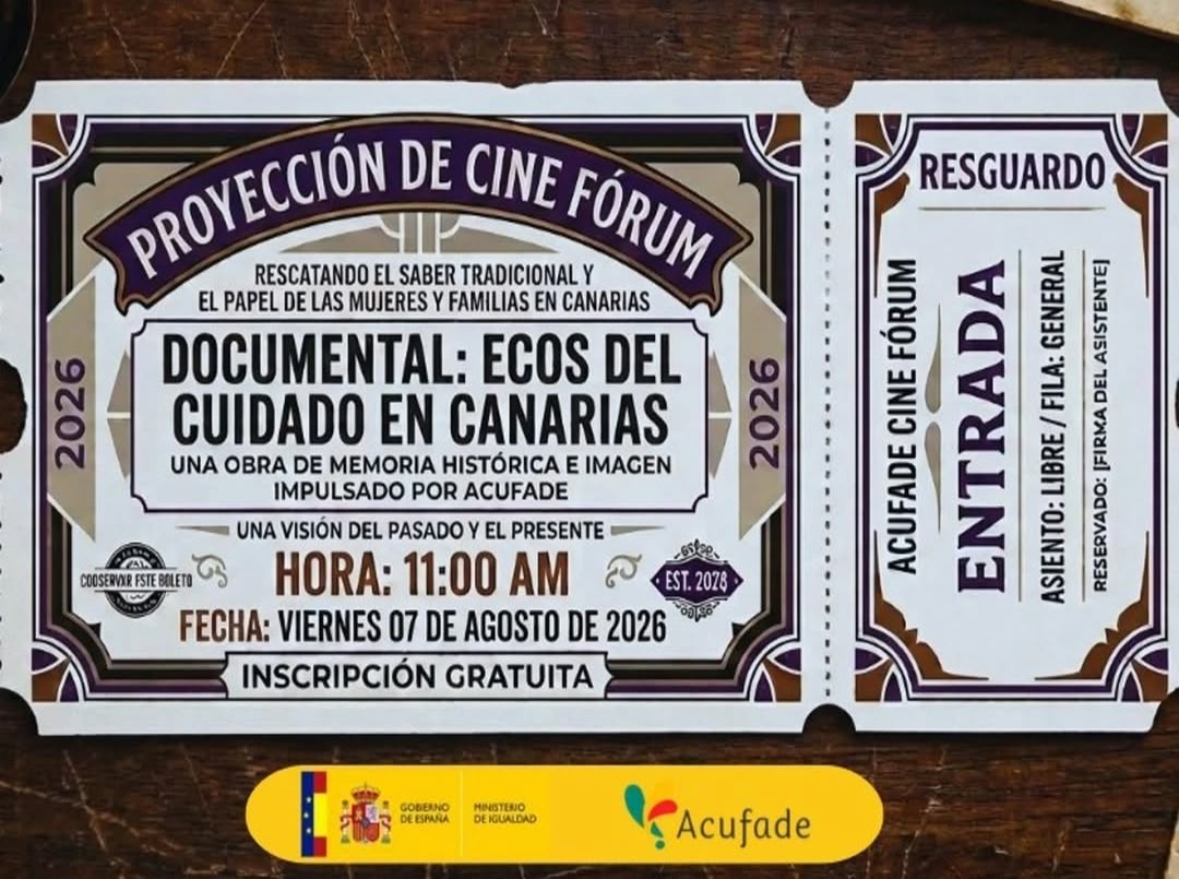 Entrada del cinefórum Ecos del Cuidado en Canarias